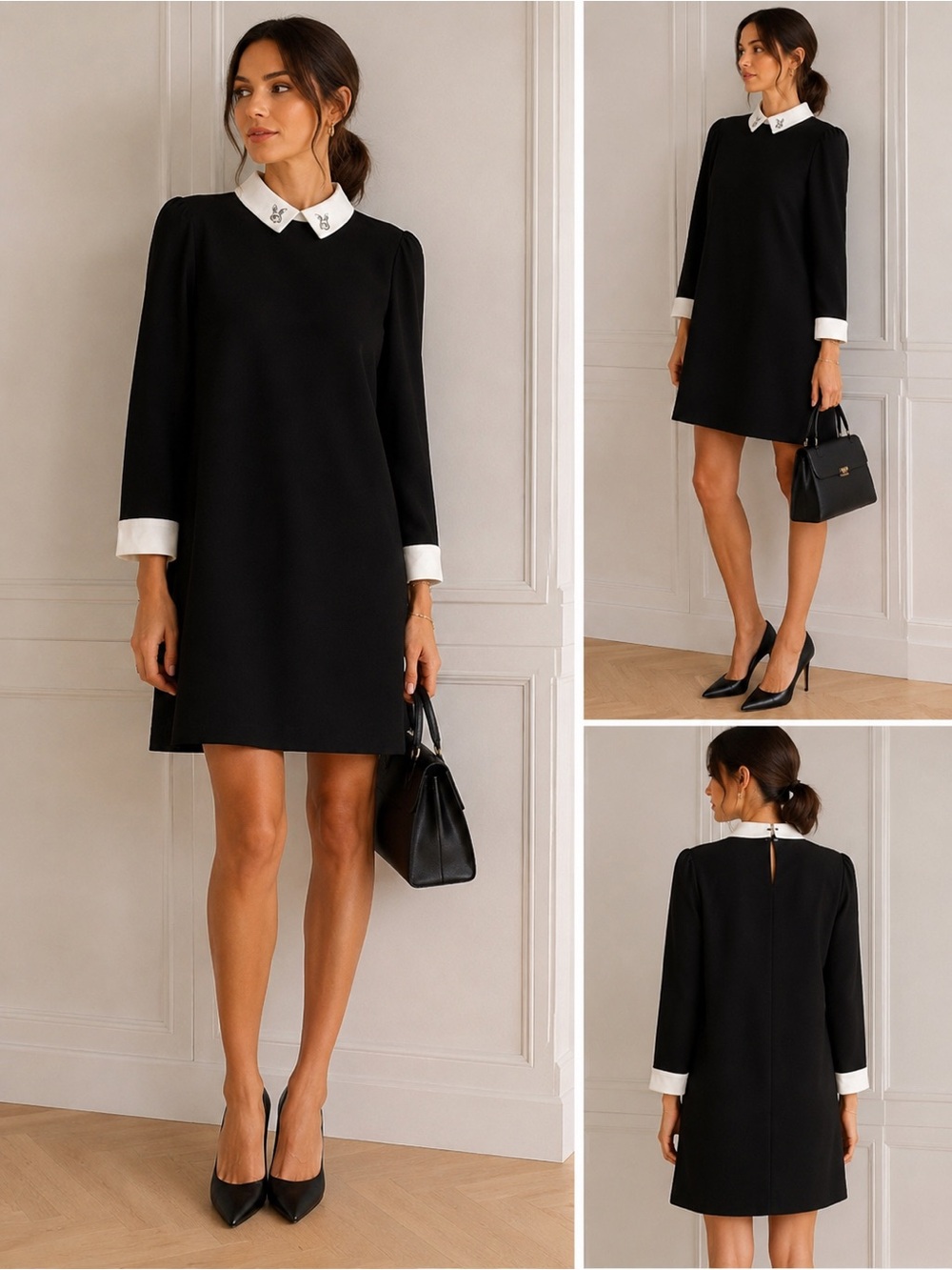 Cute black dress with lovely cuffs. BNWOT